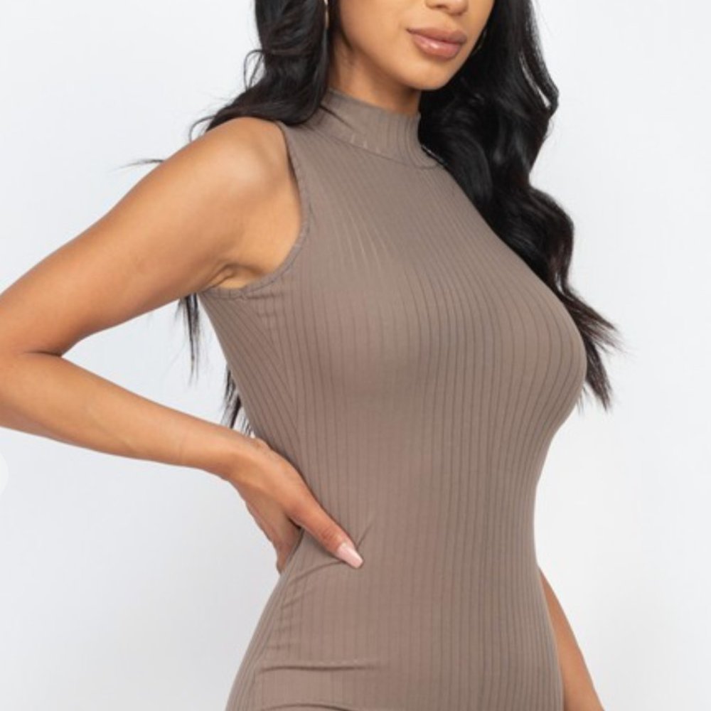 Ribbed Mock Neck Romper